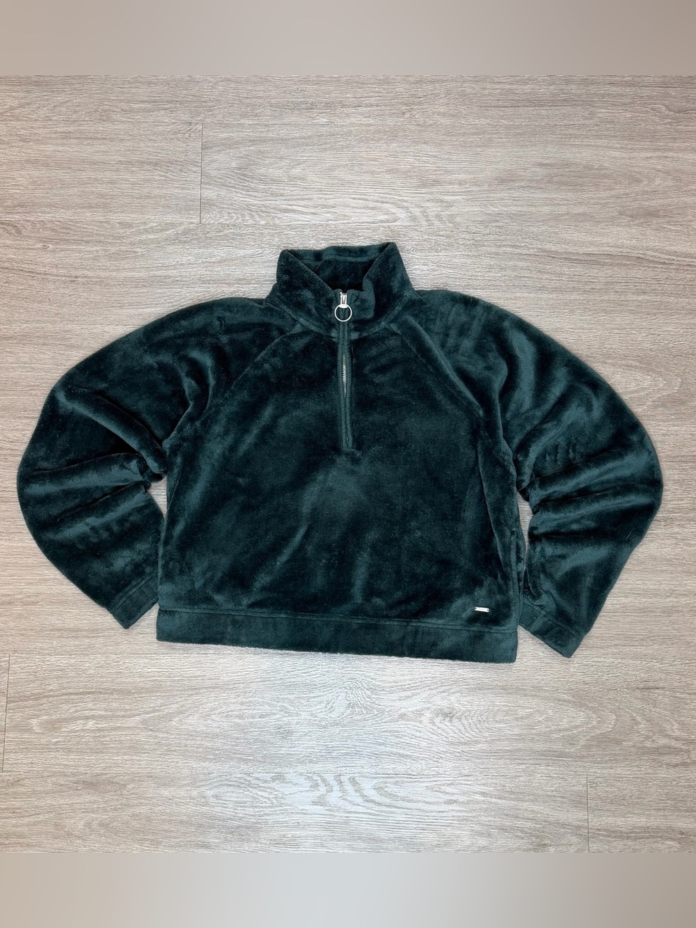 Hollister Charcoal Plush Fleece Pullover with Branded Metal Tag